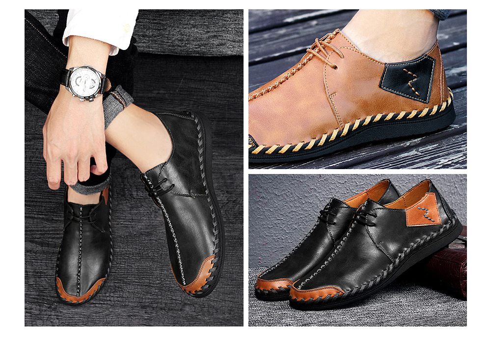 Men's Leather Breathable Lazy Casual Single Shoes Rubber Bag Skates - Red Brown 12139 42 Men's Leather Breathable Lazy Casual Single Shoes Rubber Bag Skates - Red Brown 12139 42