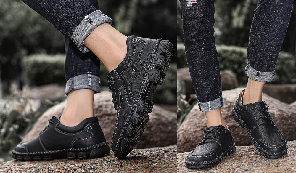 Men's Casual Shoes Summer Outdoor Shoes Tooling Shoes Handmade Leather Stitching Men's Large Size - Golden 40 Men's Casual Shoes Summer Outdoor Shoes Tooling Shoes Handmade Leather Stitching Men's Large Size - Golden 40