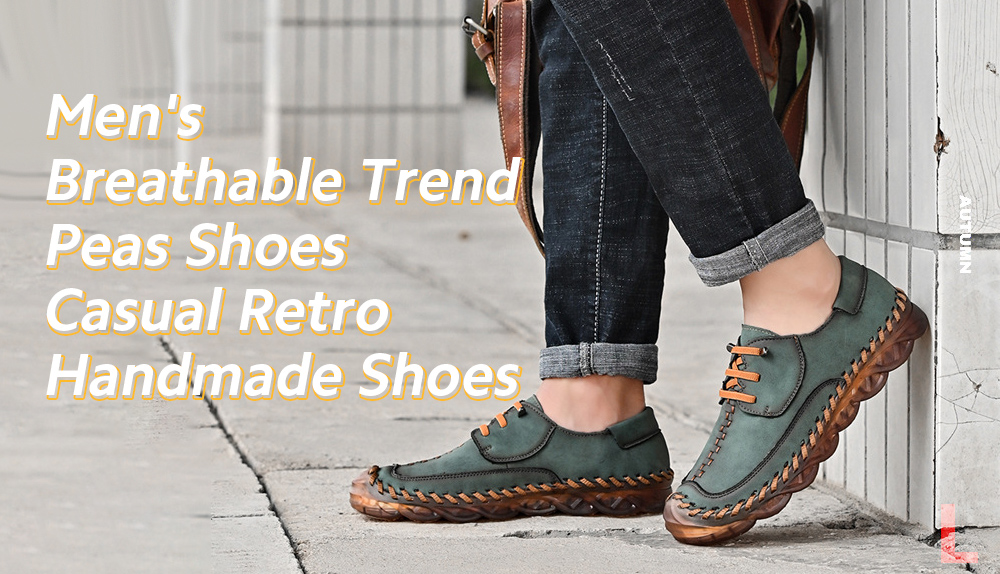 Spring Large Size Handmade Shoes Men's Breathable Trend Peas Shoes Thick Bottom All-match Casual Shoes - Green 587 38 Spring Large Size Handmade Shoes Men's Breathable Trend Peas Shoes Thick Bottom All-match Casual Shoes - Green 587 38