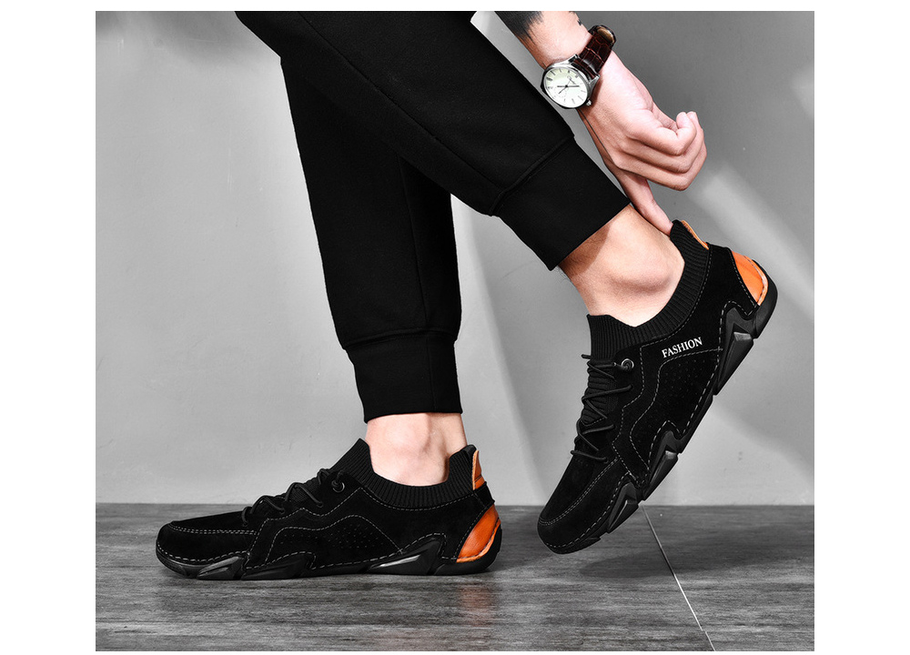 Men Pigskin Materials Casual Flat Shoes Outdoor Tide All-match Peas Shoes Large Size Soft Bottom Breathable Footwear - Gray EU 47 Men Pigskin Materials Casual Flat Shoes Outdoor Tide All-match Peas Shoes Large Size Soft Bottom Breathable Footwear - Gray EU 47