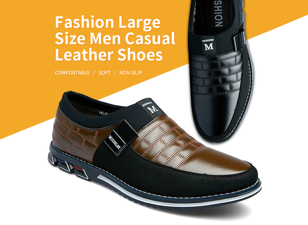 Men Casual Shoes First Layer Cowhide Leather Large Size Breathable- Black EU 45 Men Casual Shoes First Layer Cowhide Leather Large Size Breathable- Black EU 45