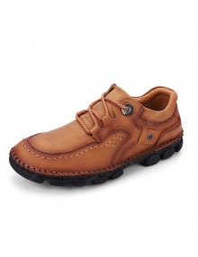Handmade Leather Stitching Men's Large Size Shoes