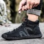 Casual Shoes - Men's Casual Leather Shoes Fashion Men's Handmade Lace-up Shoes