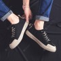 Flats & Loafers - Men Breathable Canvas Shoes Solid Color Round Toe Flat Heel Casual Footwear
