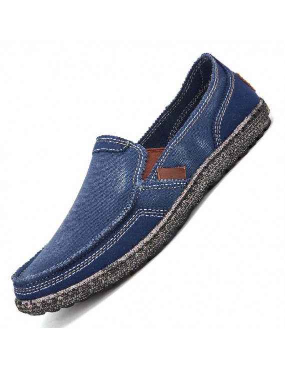 Flats & Loafers - Men's Casual Flat Canvas Shoes Breathable Lazy Pedal Cloth Shoes