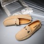Spring Men's Leather Peas Shoes Handmade Stitching Soft Sole Driving Shoes