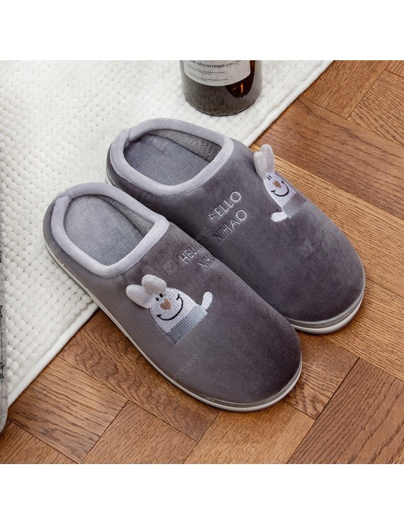 2020 Cute Cartoon Bear Waving Warm Cotton Slippers Couple Models Cotton Trailer Home Trailer