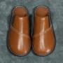 Winter Neutral Cowhide Leather Slippers For Men And Women Young Middle-aged Chinese-style Jacket Elderly Baotou Toe Slippers