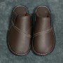 Winter Neutral Cowhide Leather Slippers For Men And Women Young Middle-aged Chinese-style Jacket Elderly Baotou Toe Slippers