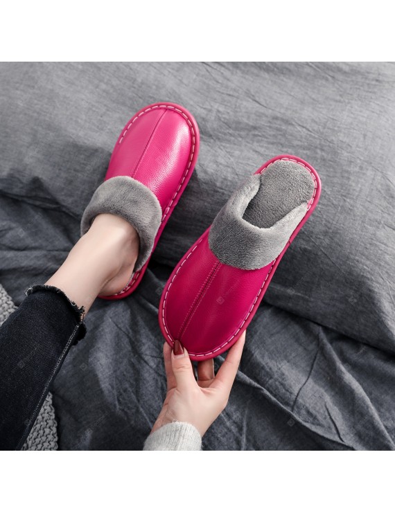 Ms. Male Leather Slippers Home Flooring Slippers Home Slippers Solid Color Lint