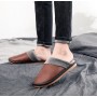 Ms. Male Leather Slippers Home Flooring Slippers Home Slippers Solid Color Lint