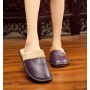 Leather Slippers Men And Women Home Home Cotton Slippers Non-slip Heavy-bottomed Leather Warm Leather Slippers Home Floor