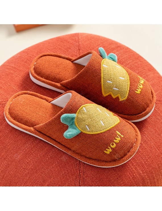 Ms. Autumn And Winter Seasons Cotton Slippers Home Floor With Heavy-bottomed Non-slip Slippers Male Couple Warm Shoes Month