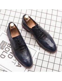 Gradient Color Men's Large Size Crocodile Print Business Dress Shoes