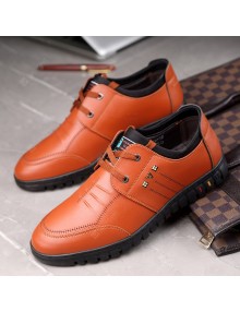 Korean Style Summer Casual Business Men's Leather Shoes Trendy Breathable Black Increased Casual Shoes
