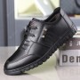 Korean Style Summer Casual Business Men's Leather Shoes Trendy Breathable Black Increased Casual Shoes