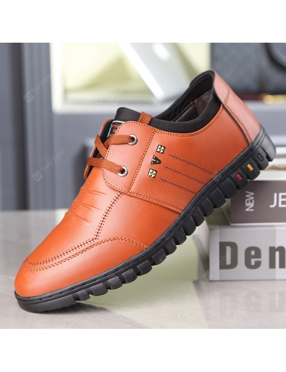 Korean Style Summer Casual Business Men's Leather Shoes Trendy Breathable Black Increased Casual Shoes
