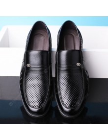 Men's Breathable Business Round Leather Shoes
