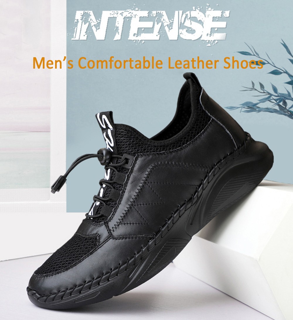 Men Comfortable Leather Shoes Cowhide Outdoor Footwear Lazy Super Light Large Size Casual Footwear - Light Brown EU 46