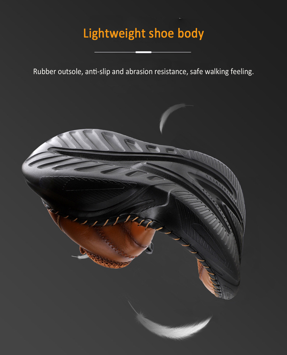 Men Comfortable Leather Shoes Cowhide Outdoor Footwear Lazy Super Light Large Size Casual Footwear - Light Brown EU 46