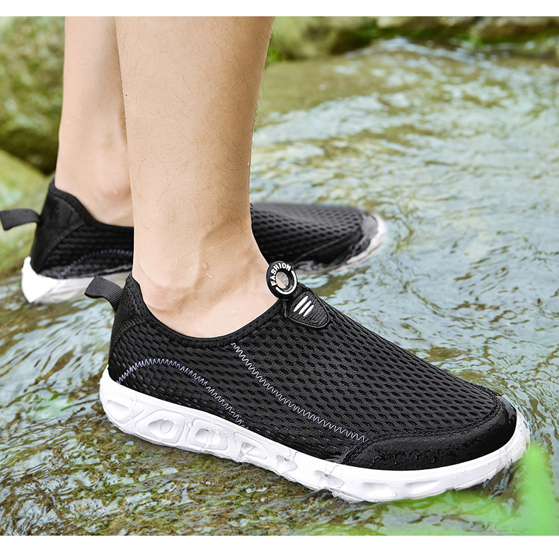 Men Sports Mesh Shoes Large Size Breathable Lightweight Casual Footwear Fashion Hollow Shoes - Blue EU 46