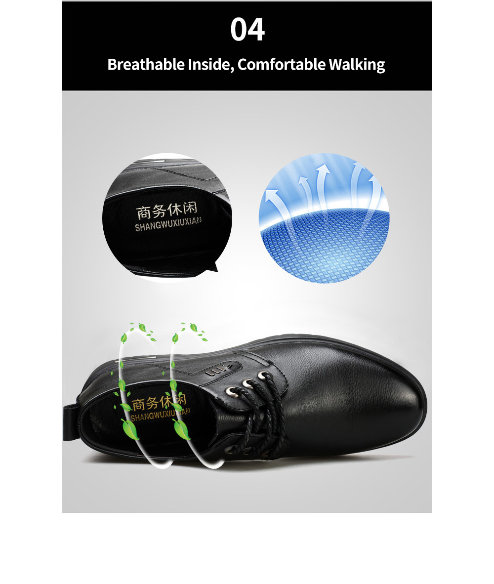 Spring and Summer Breathable Men's Lace-up Business Shoes - Black 39 Breathable Inside, Comfortable Walking